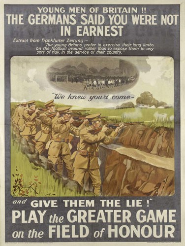 A 1915 Football Battalion recruitment poster