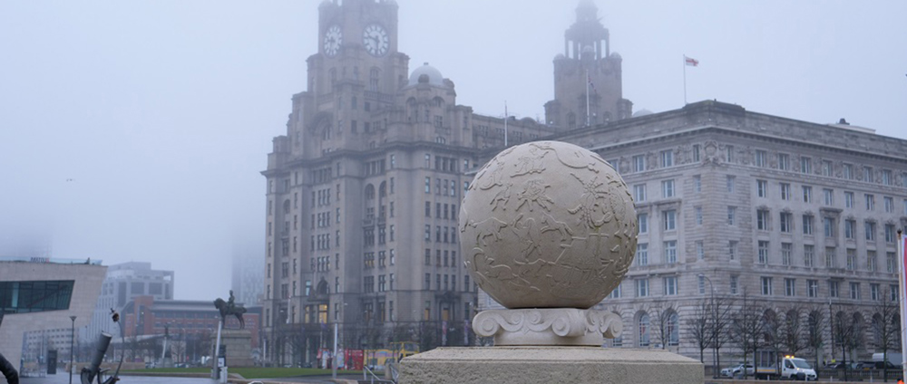 Liverpool Naval Memorial carved globe