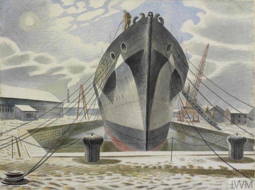 A Warship in Dock. 1940 © Eric Ravilious. IWM ART LD 70