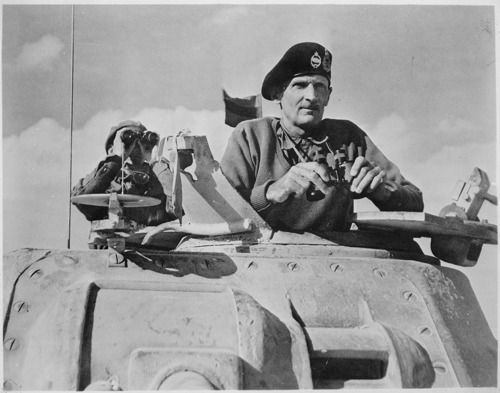 Field Marshal Bernard Montgomery in his command tank during the Battle for El Alamein.