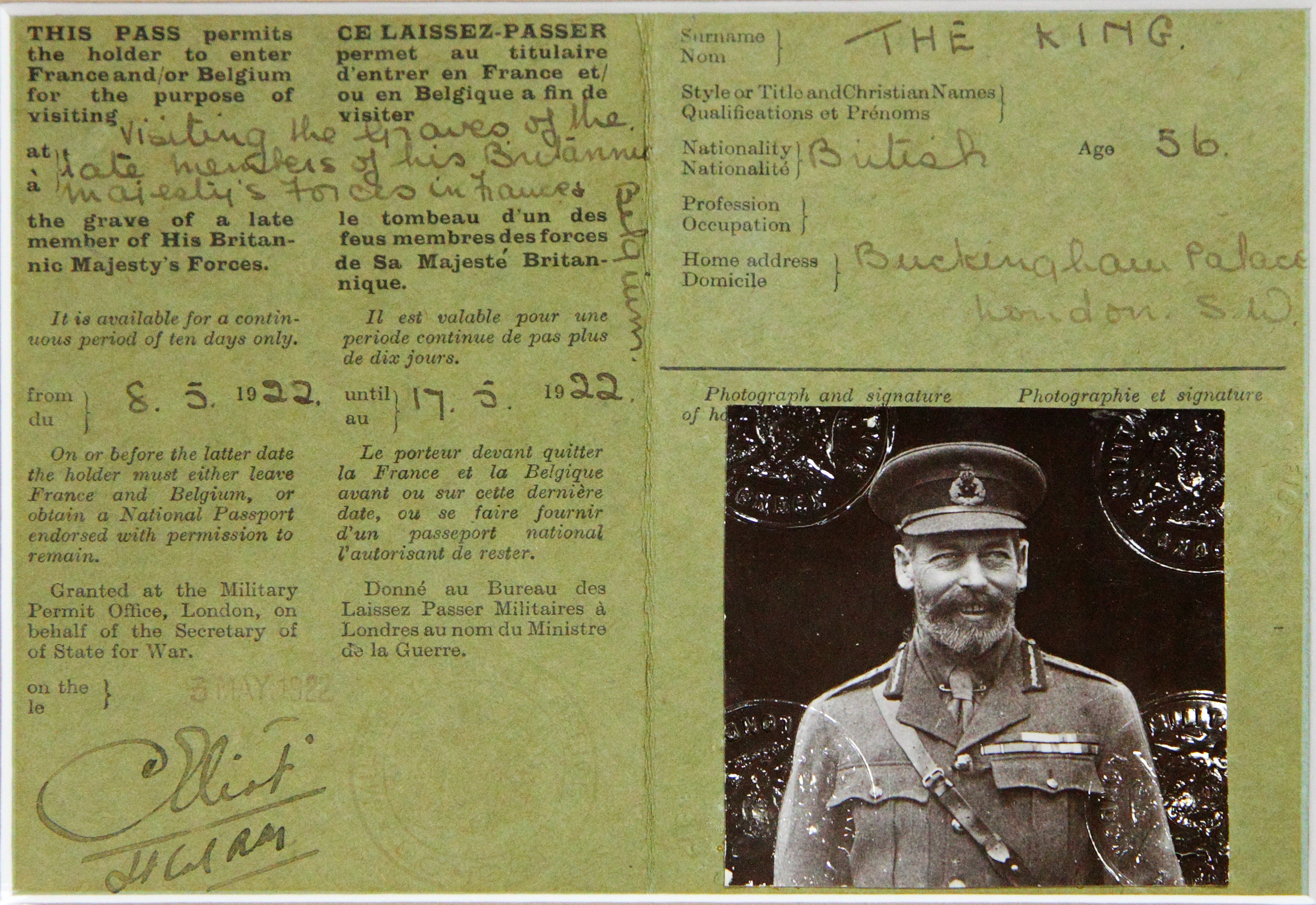 King George V passport