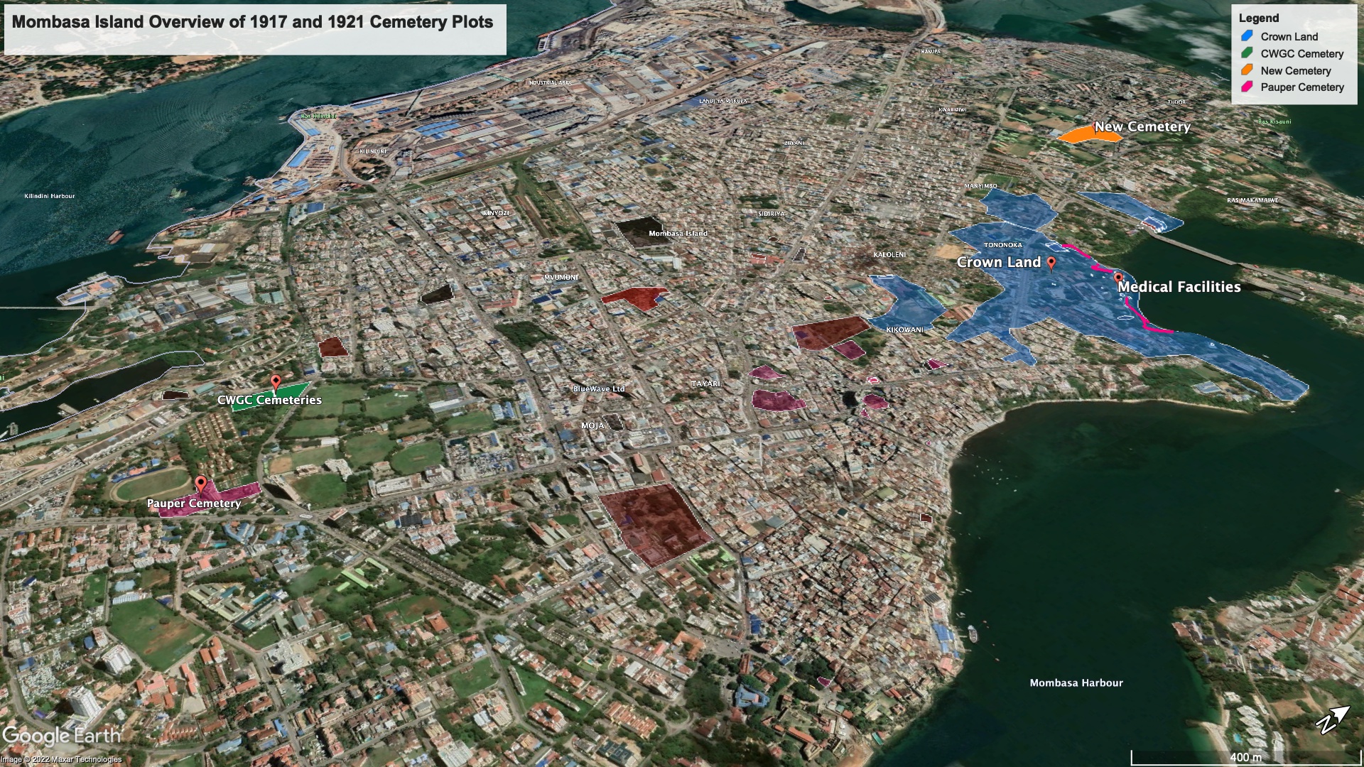 P 11 Google Earth Mombasa Island Overview