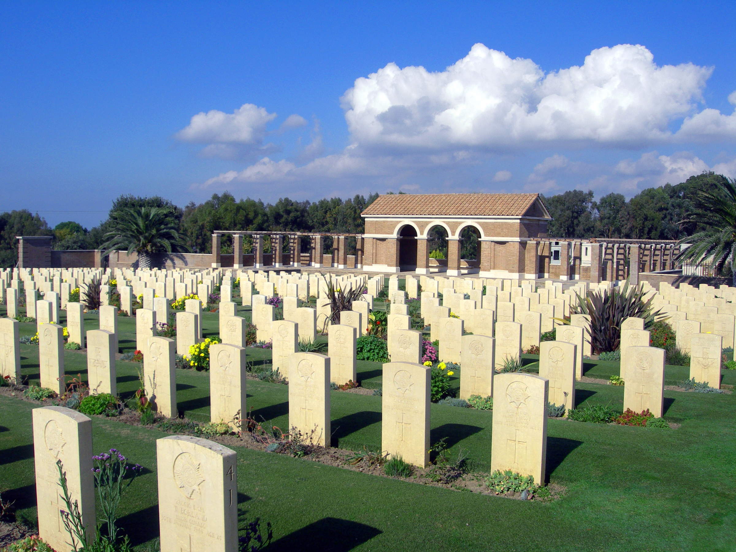 Anzio War Cemetery with its antiquity-inspired architecture.