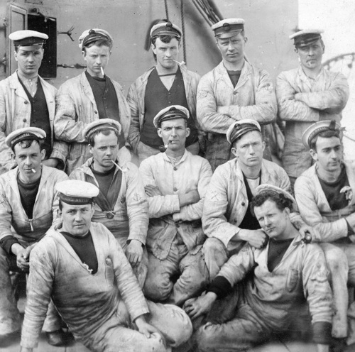 A team of stokers on the deck of HMS Natal