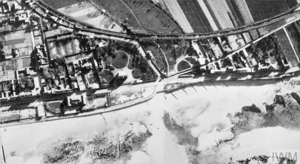 An aerial photo of the Normandy coast line circa 1944.