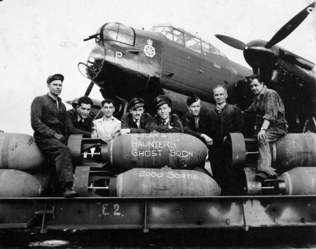 P-Peter Lancaster bomber with crew