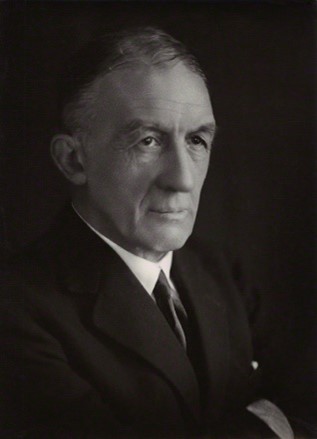 A black & white portrait of war memorial architect Sir Herbert Baker