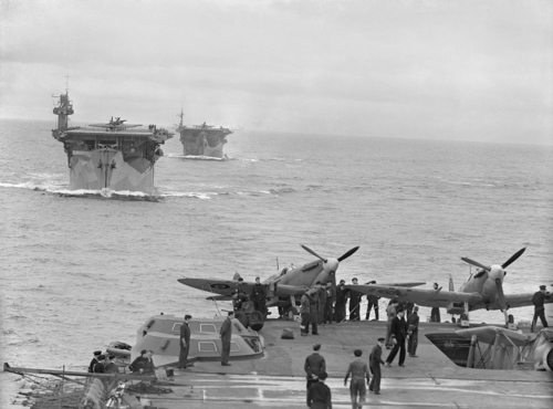 Supermarine Seafires on the deck of HMS Victorious