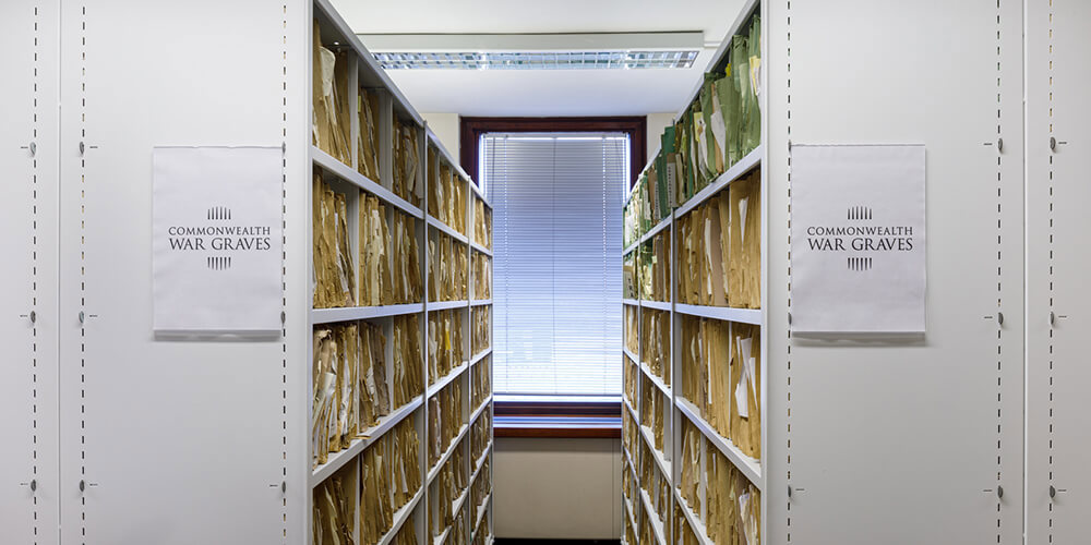 Shelving at the CWGC Archive