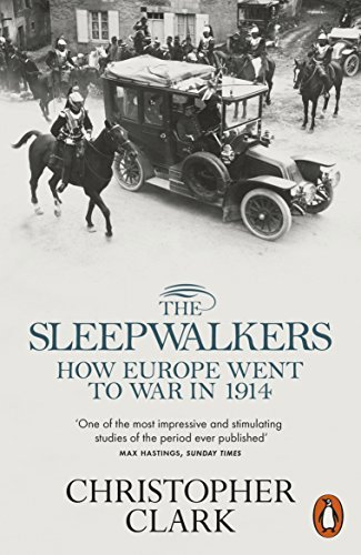 Cover of Sleepwalkers featuring a turn of the century car flanked by mounted soldiers.