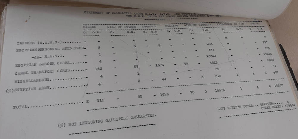 ELC and CTC casualty tables from the National Archive