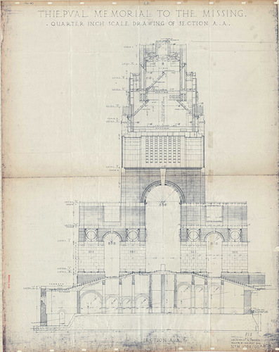 Design drawings of Thiepval Memorial