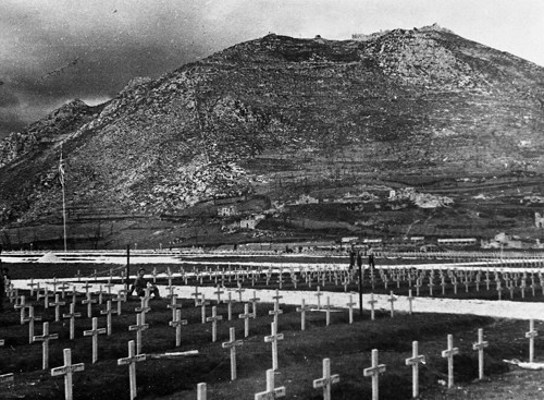 Wooden crosses at Cassino War Cemetery