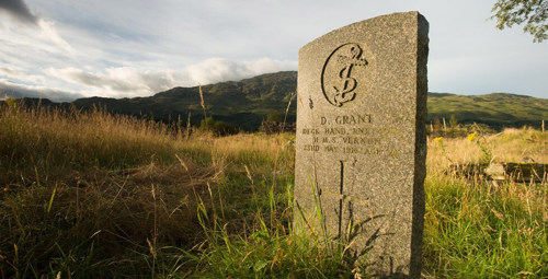 A war gravestone in a remote field