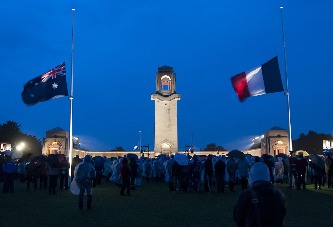 ANZAC Day Dawn Service at Villers-Bretonneux Memorial, France