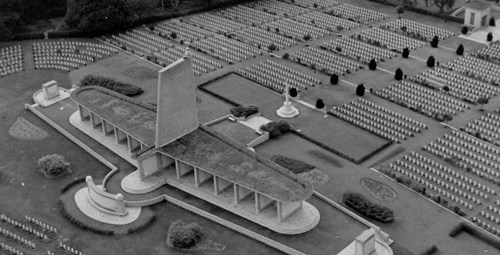 Aerial shot of the memorial and cemetery