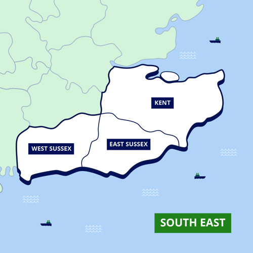 CWGC South East region map