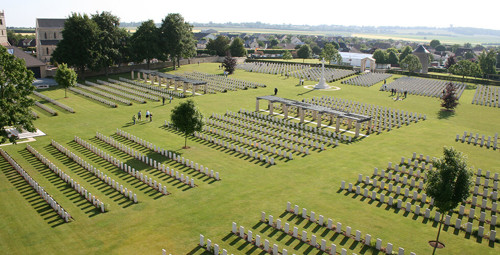Aerial photo of Ranville War Cemetery